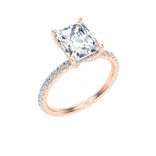 Load image into Gallery viewer, The Evie - Emerald Cut Hidden Halo Ring