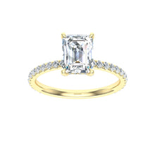 Load image into Gallery viewer, The Evie - Emerald Cut Hidden Halo Ring