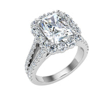 Load image into Gallery viewer, The Queen - Radiant Cut Halo Ring