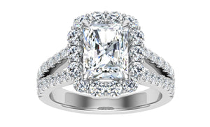 The Queen - Radiant Cut Halo Ring