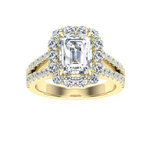 Load image into Gallery viewer, The Kandence - Emerald Cut Halo Ring