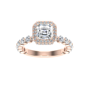 The Athena - Asscher Cut Double Edge Halo Ring
