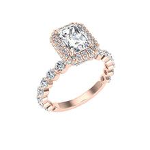 Load image into Gallery viewer, The Alivia - Emerald Cut Double Edge Halo Ring