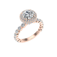 Load image into Gallery viewer, The Calliope - Round Cut Double Edge Halo Ring