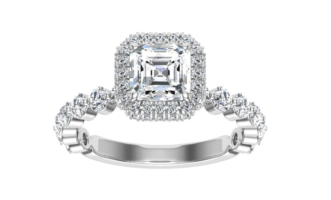 The Athena - Asscher Cut Double Edge Halo Ring