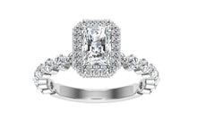 Load image into Gallery viewer, The Miriam - Radiant Cut Double Edge Halo Ring