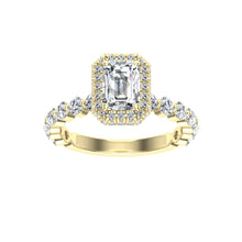 Load image into Gallery viewer, The Mina - Emerald Cut Double Edge Halo Ring
