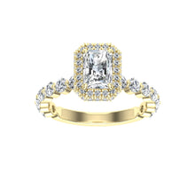 Load image into Gallery viewer, The Miriam - Radiant Cut Double Edge Halo Ring