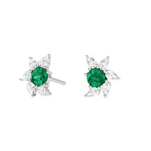 Load image into Gallery viewer, Emerald Floral Earrings